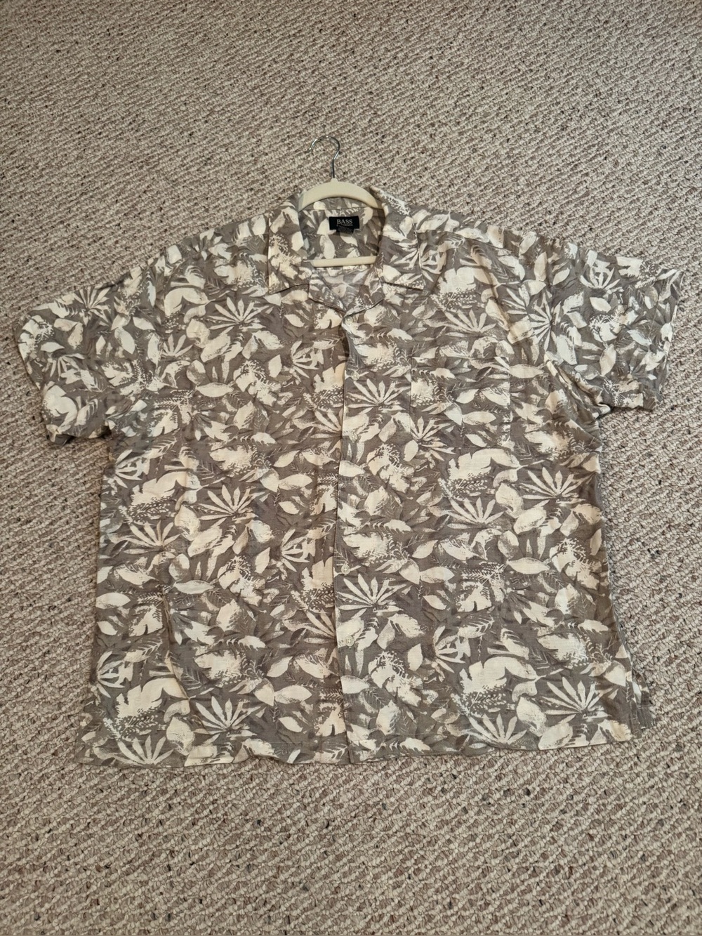 Bass brown and cream Tropical-Leaf button up Shirt